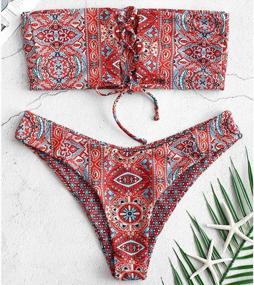 img 3 attached to High Cut Ditsy Dot Print Bikini Set: Stylish Two Piece Swimwear For Women By ZAFUL (Multi-C, S)