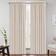 🏠 linen curtains natural linen blended rod pocket panels: light reducing privacy drapes for living room and bedroom - energy saving window treatments (2 panels, angora, 52" w x 84" l) logo