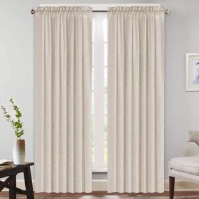 img 4 attached to 🏠 Linen Curtains Natural Linen Blended Rod Pocket Panels: Light Reducing Privacy Drapes for Living Room and Bedroom - Energy Saving Window Treatments (2 Panels, Angora, 52" W x 84" L)