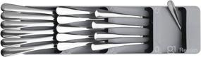 img 1 attached to 🗄️ Gray Expandable Utensil Drawer Organizer for Kitchen - Compact Flatware, Cutlery, Spoon, Knives, Fork, and Silverware Partition Storage Box - 1 Pack