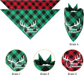 img 2 attached to 🎄 2-Pack Christmas Dog Bandana: Classic Plaid Pet Scarf with Merry Christmas Santa Snowman Print – Triangle Bibs Kerchief for Small Medium Large Dogs Cats Pets