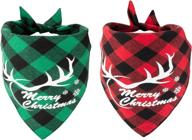 🎄 2-pack christmas dog bandana: classic plaid pet scarf with merry christmas santa snowman print – triangle bibs kerchief for small medium large dogs cats pets логотип