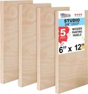 🎨 pack of 4 u.s. art supply 6x12 birch wood paint pouring panel boards, 3/4" deep cradle – artist wooden wall canvases for painting mixed-media craft with acrylic, oil, watercolor, encaustic logo