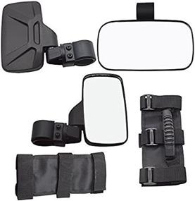 img 1 attached to 🔍 XJMOTO UTV RZR Centre View & Side View Mirror with Pair Grab Handle Set Adjustable for Polaris RZR Arctic Cat Yamaha Kawasaki Honda Can Am Offroad - Fits 1.5''-2'' Roll Cage Bar