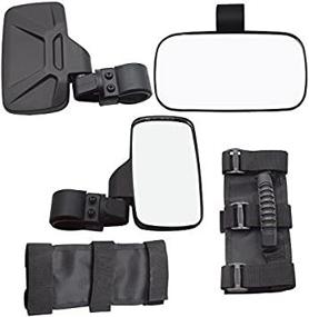 img 2 attached to 🔍 XJMOTO UTV RZR Centre View & Side View Mirror with Pair Grab Handle Set Adjustable for Polaris RZR Arctic Cat Yamaha Kawasaki Honda Can Am Offroad - Fits 1.5''-2'' Roll Cage Bar