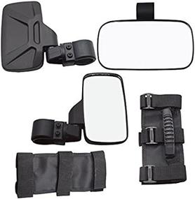 img 3 attached to 🔍 XJMOTO UTV RZR Centre View & Side View Mirror with Pair Grab Handle Set Adjustable for Polaris RZR Arctic Cat Yamaha Kawasaki Honda Can Am Offroad - Fits 1.5''-2'' Roll Cage Bar