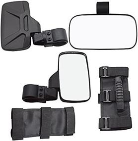 img 4 attached to 🔍 XJMOTO UTV RZR Centre View & Side View Mirror with Pair Grab Handle Set Adjustable for Polaris RZR Arctic Cat Yamaha Kawasaki Honda Can Am Offroad - Fits 1.5''-2'' Roll Cage Bar