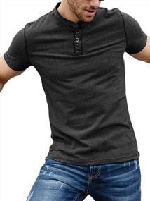 img 1 attached to Мужская футболка Slim Fit Henley: Повседневная футболка из мягкого хлопка на лето, базовый топ от Gtealife