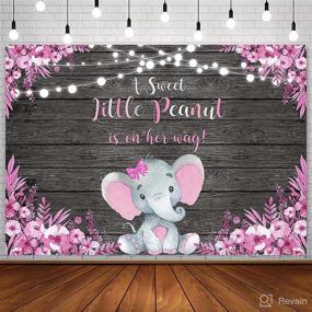 img 4 attached to 🐘 Adorable Avezano Pink Elephant Baby Shower Backdrop: Celebrate with a Sweet Little Peanut on Her Way! Rustic Floral Girls Elephant Baby Shower Decorations and Photoshoot Background (7x5, Pink)