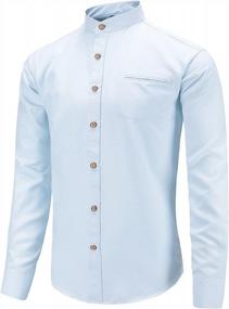 img 4 attached to 👔 Dioufond Banded Collar Shirts Mandarin: Stylish & Sophisticated Men's Mandarin Collar Shirts