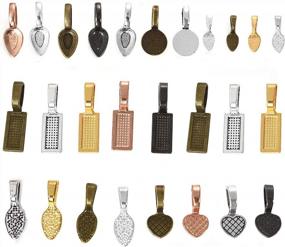img 4 attached to LANBEIDE 120 PCS Glue On Bails- Bulk Antique Spoon Metal Beads Charms Oval Pendant Jewelry For Fitting Cabochon Tiles Attached To Necklace Earrings