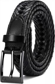 img 4 attached to Men'S Braided Leather Belt By CHAOREN - Casual Jeans Belt At 1 1/8" Width For Ultimate Comfort