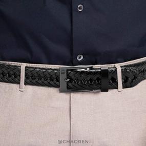 img 3 attached to Мужской плетеный кожаный ремень от CHAOREN - Повседневный джинсовый ремень шириной 1 1/8 дюйма для максимального комфорта