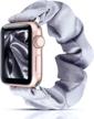 upgrade your apple watch look with yoswan lavender grey scrunchie elastic band - compatible with iwatch se series 6 5 4 3 2 1 - 38mm/40mm logo
