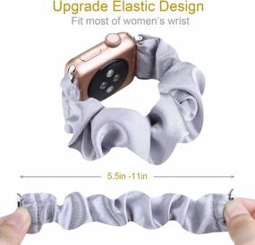 img 2 attached to Upgrade Your Apple Watch Look With YOSWAN Lavender Grey Scrunchie Elastic Band - Compatible With IWatch SE Series 6 5 4 3 2 1 - 38Mm/40Mm