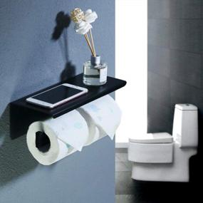 img 3 attached to Alise Double Toilet Paper Holder Bathroom Tissue Roll Holder With Shelf,Two Installation Of Self-Adhesive And Wall Drilling,GYT5002-B SUS304 Stainless Steel Matte Black Finish