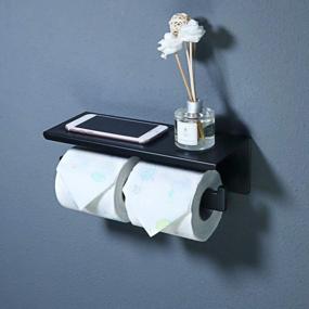img 2 attached to Alise Double Toilet Paper Holder Bathroom Tissue Roll Holder With Shelf,Two Installation Of Self-Adhesive And Wall Drilling,GYT5002-B SUS304 Stainless Steel Matte Black Finish