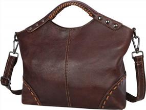 img 4 attached to Стильные винтажные кожаные сумки Heshe - идеальная сумка-портфель через плечо для женщин