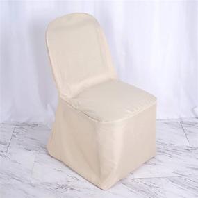 img 4 attached to Beige Polyester Banquet Chair Covers For Wedding Parties - Efavormart Round Top Linen Dining Slipcovers.