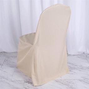 img 2 attached to Beige Polyester Banquet Chair Covers For Wedding Parties - Efavormart Round Top Linen Dining Slipcovers.
