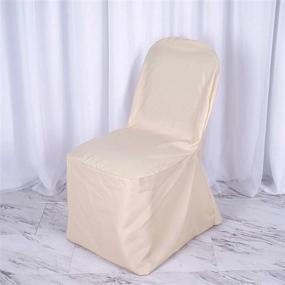 img 3 attached to Beige Polyester Banquet Chair Covers For Wedding Parties - Efavormart Round Top Linen Dining Slipcovers.