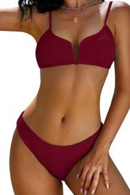 img 4 attached to Chic And Comfortable: ZAFUL'S Ribbed V-Wire Cami Bikini Two Piece Swimsuit For Women