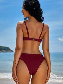 img 3 attached to Chic And Comfortable: ZAFUL'S Ribbed V-Wire Cami Bikini Two Piece Swimsuit For Women