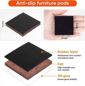 img 2 attached to 26 Piece Non-Slip Furniture Pads - 2" Square Rubber Grippers For Furniture Legs And Hard Floors