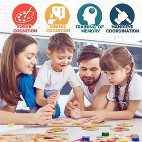 img 3 attached to 🧩 Montessori Wooden Peg Puzzles for Toddlers - 3 Pack Set of Educational Learning Toys - Cognitive Matching and Sorting for Boys and Girls, Age 1-6