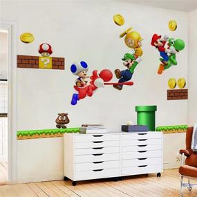 img 2 attached to 🎮 Vibrant DEKOSH Mario Wall Decal: Fun & Easy Peel & Stick Mario Wall Decor for Kids Room