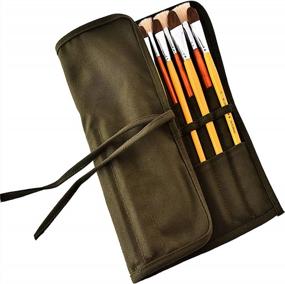 img 4 attached to KAZETEC Brush Pouch Roll Up Canvas Paint Brush Holder 22 Slot Pocket Carry Bag,Protect Artist Acrylic Oil Watercolor Brushes,Outdoor Drawing,Classroom Pencil Storage,Outdoor Cutlery Storage