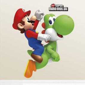 img 4 attached to Super Mario Bros. Yoshi And Mario Giant Wall Decals By RoomMates - Peel And Stick, 23" X 32