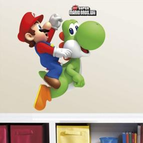 img 2 attached to Super Mario Bros. Yoshi And Mario Giant Wall Decals By RoomMates - Peel And Stick, 23" X 32