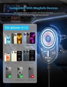 img 1 attached to Transparent Mag-Safe Compatible Magnetic Wireless Charging Car Charger with Air Vent Mount - Compatible with iPhone 13/13 Pro/13 Pro Max/13 Mini/12 Series and Magnetic Case