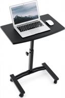 portable laptop desk cart with height adjustability: tatkraft dream 23.6x15.7'', wheels & stoppers, black logo