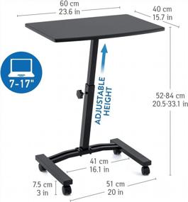 img 3 attached to Portable Laptop Desk Cart With Height Adjustability: Tatkraft Dream 23.6X15.7'', Wheels & Stoppers, Black