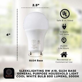img 3 attached to SleekLighting 9W A19 GU24 Dimmable LED Light Bulb, 5000K Daylight White 800Lm, 240 Degree UL Listed - 4 Pack