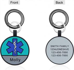 img 1 attached to Personalized Medical Luggage Tag For Women Men Custom Double-Sided Bag Tag With Stainless Steel Emergency ID Tag Custom Waterproof Life Alert ID Key Ring (Silicone-Blue)