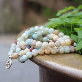 img 3 attached to Yoga Charm Bracelet And Necklace: GVUSMIL 108 Mala Beads Wrap With Natural Gemstones For Women And Men'S Gemstone Jewelry
