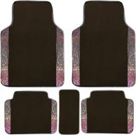 🚗 dyshuai bling car floor mats: stylish crystal mesh design for women & girls - set of 5, universal fit for most cars (multicolor) logo