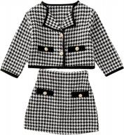 стильный комплект одежды из двух предметов для девочек-малышей - куртка и юбка wdirara с узором "гусиные лапки"! логотип