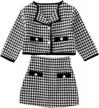 stylish 2-piece outfit set for toddler girls - wdirara houndstooth jacket & skirt! logo