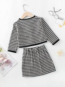 img 3 attached to Stylish 2-Piece Outfit Set For Toddler Girls - WDIRARA Houndstooth Jacket & Skirt!