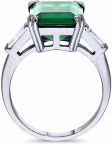 img 1 attached to 8.5 Carat Emerald Cut CZ Solitaire Ring For Women - Sterling Silver Rhodium Plated