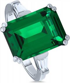 img 4 attached to 8.5 Carat Emerald Cut CZ Solitaire Ring For Women - Sterling Silver Rhodium Plated
