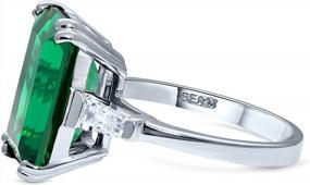 img 2 attached to 8.5 Carat Emerald Cut CZ Solitaire Ring For Women - Sterling Silver Rhodium Plated