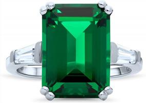 img 3 attached to 8.5 Carat Emerald Cut CZ Solitaire Ring For Women - Sterling Silver Rhodium Plated
