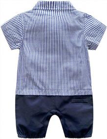 img 3 attached to Adorable Plaid Rompers For Baby Boys, Made Of High-Quality Pure Cotton