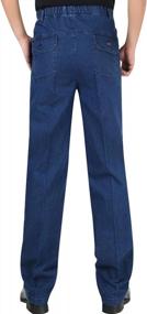 img 2 attached to Zoulee Men'S Pull On Jeans With Elastic Waistband And Zipper Fly - Straight Leg Denim Trousers