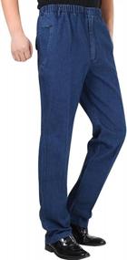 img 3 attached to Zoulee Men'S Pull On Jeans With Elastic Waistband And Zipper Fly - Straight Leg Denim Trousers